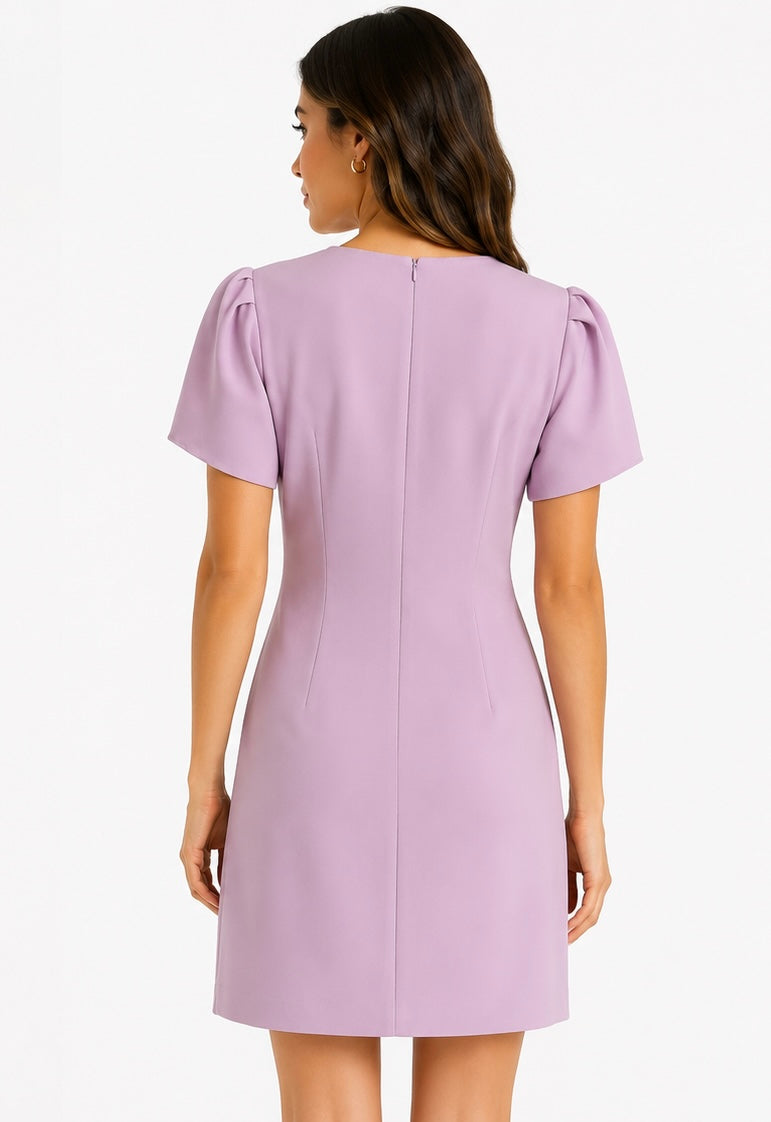 Lace Trim Mini Dress ( Pistache , Pink,Lila )