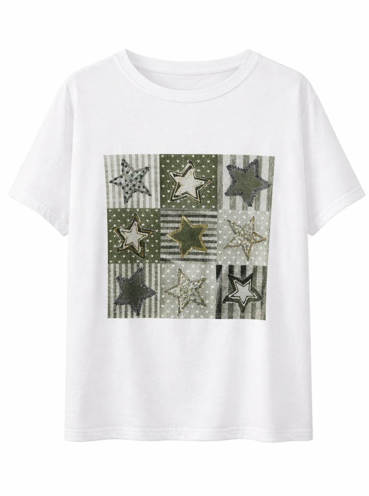 Olive Green Stars Teeshirt