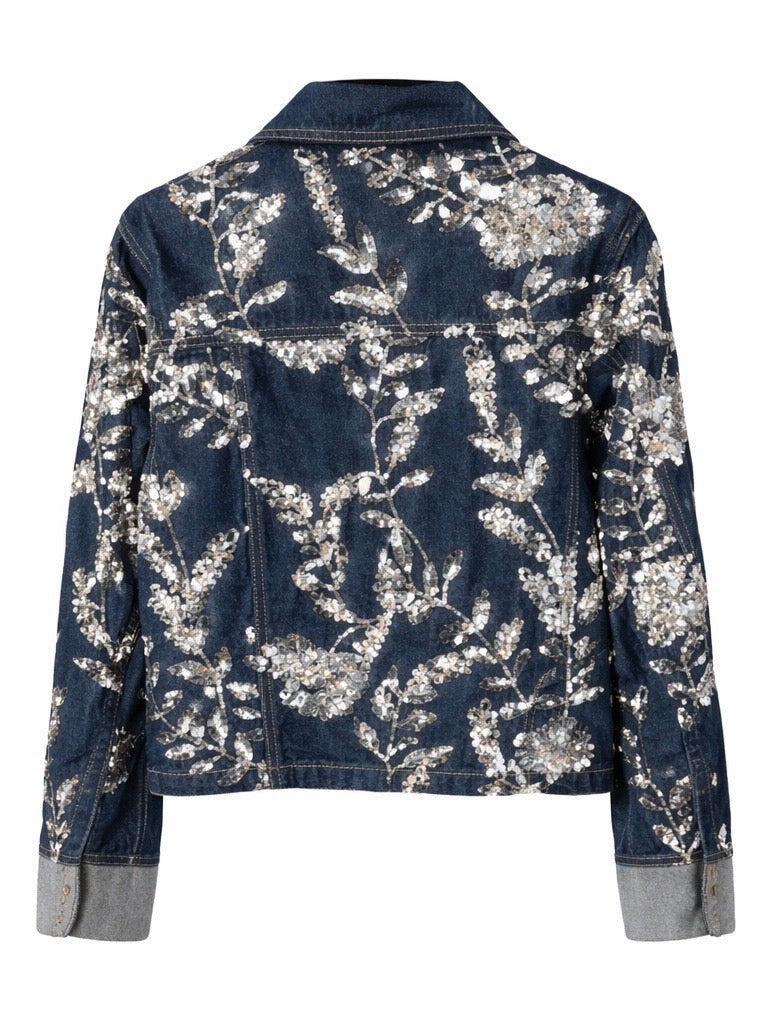 Floral sequinsEmbroidered Denim Jacket
