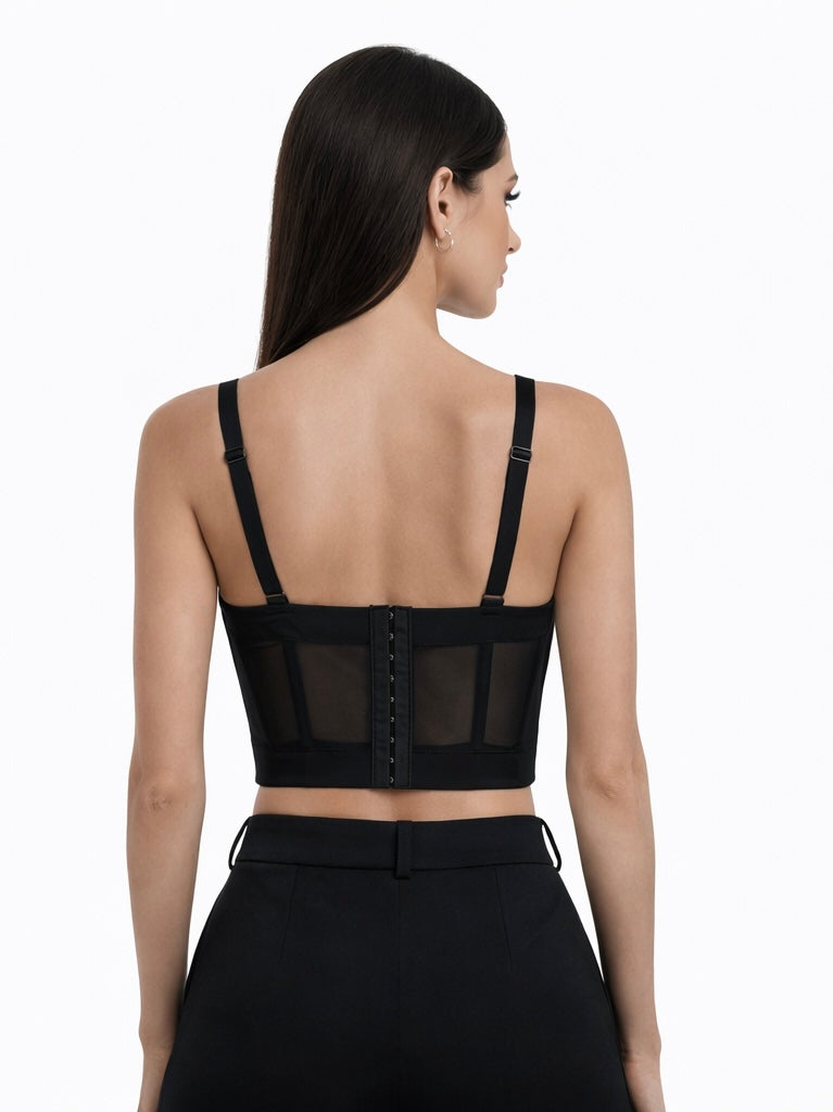 Black Structured Corset with Stud Embellishments