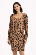 Leopard Print Bodycon Dress With Matching Cardigan