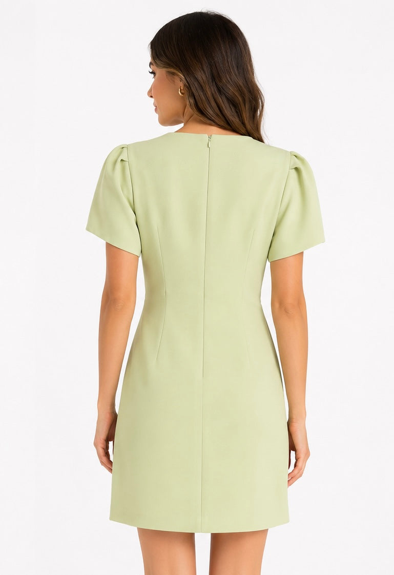 Lace Trim Mini Dress ( Pistache , Pink,Lila )