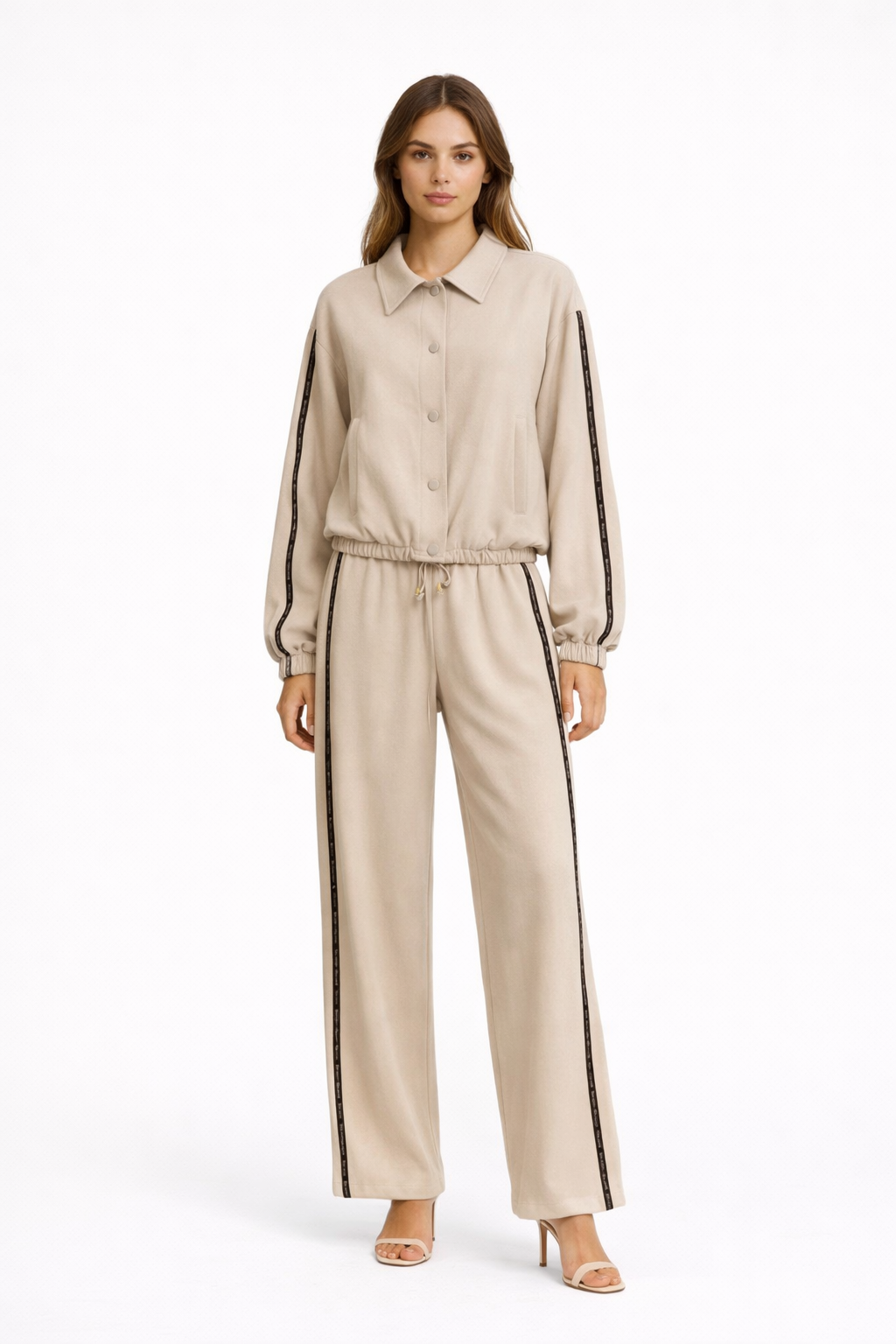 Linen Beige Wide Leg Trousers