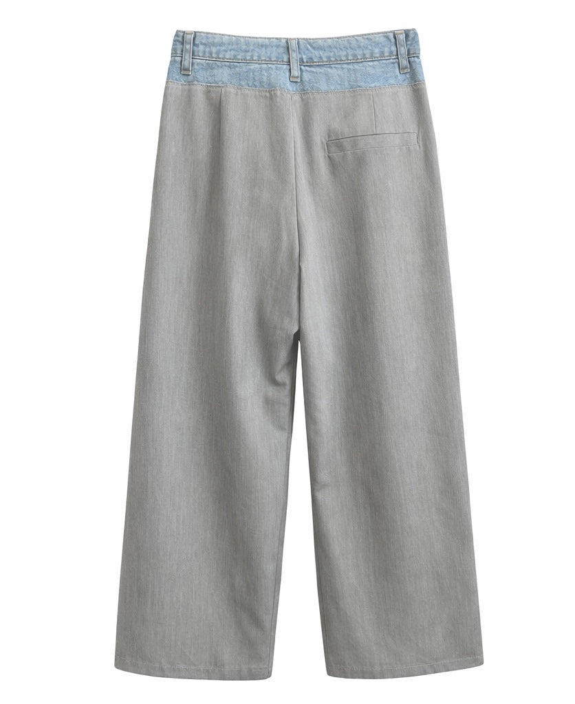 Relaxed Fit Pleated Front Denim Trousers