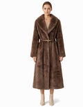 Signature Belted Eco Fur Statement Coat Brown
