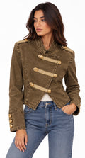 Military-Inspired Asymmetric Denim Jacket