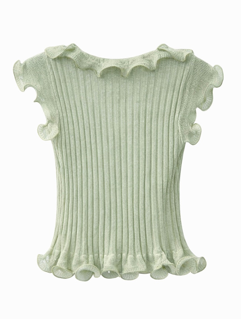 Ruffle Ribbed Knit Top