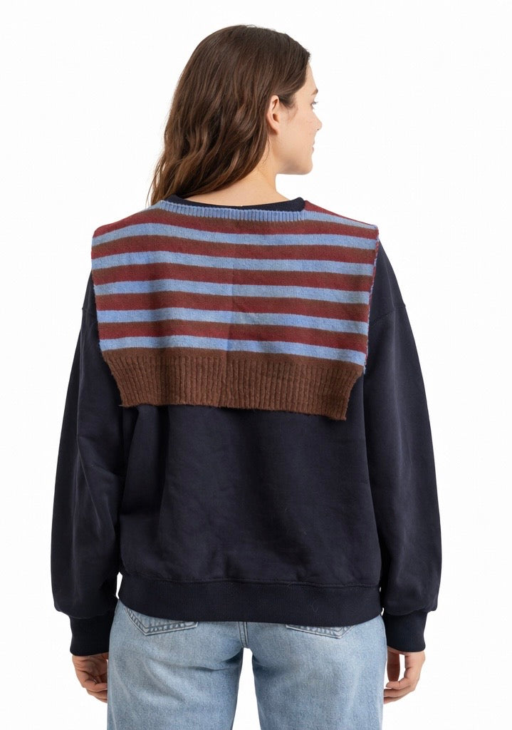 Layered Knit Detail Sweatshirt