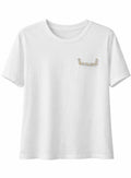 Elegant White Tee with Gold-Tone Rhinestone Detail