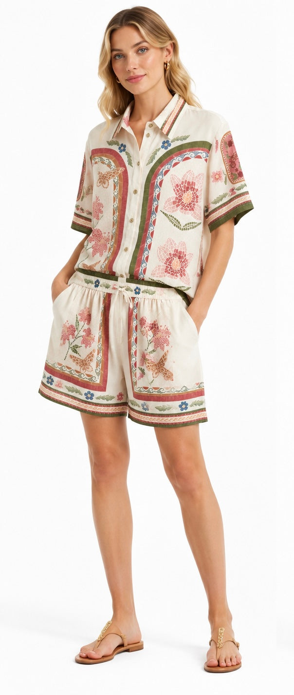 Vintage Mosaic Floral Co-ord Set