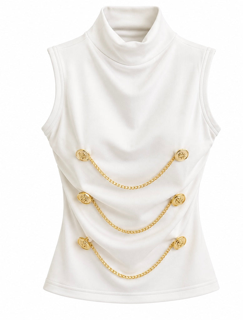 Chain Detail High-Neck Top