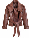 Croc-Embossed Belted Leather Jacket