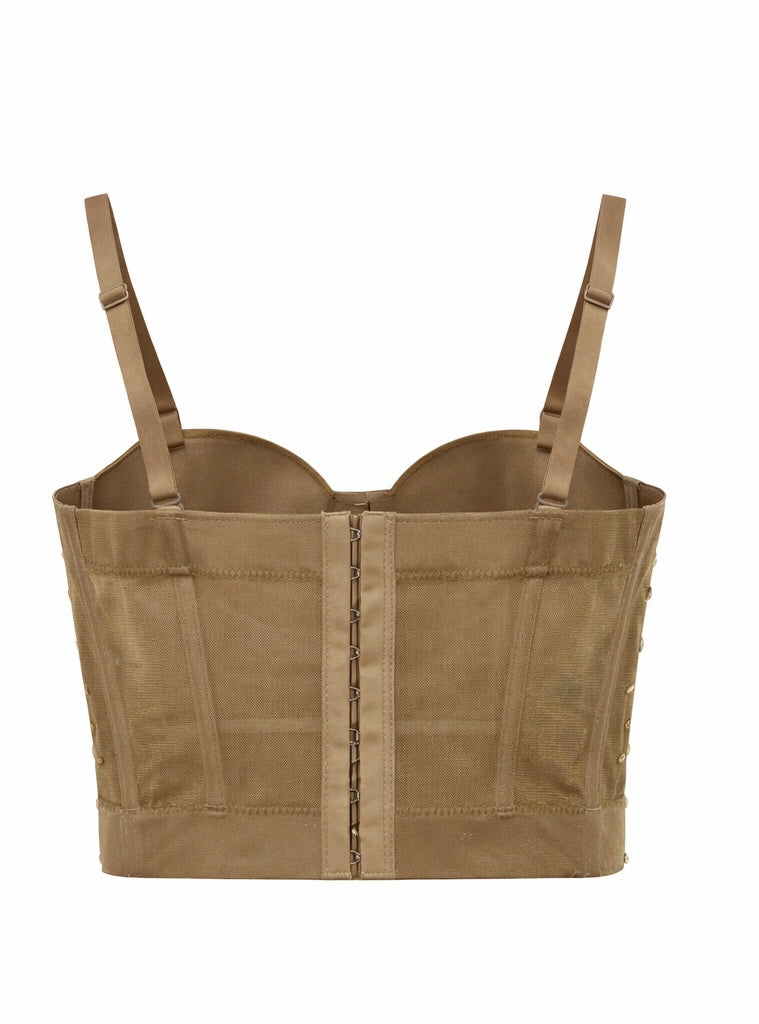 Gold Embellished Corset Top with Adjustable Straps