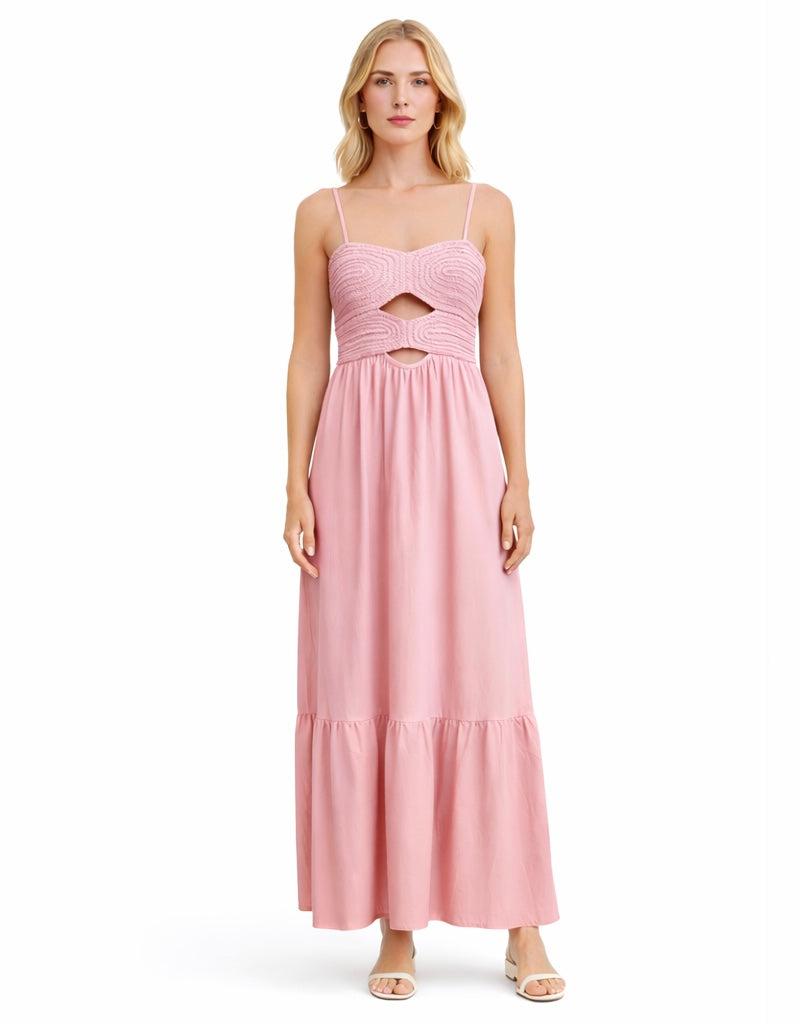 Elegant  Cutout Maxi Dress - Orange , black , white , Pistache , Light blue , light Pink