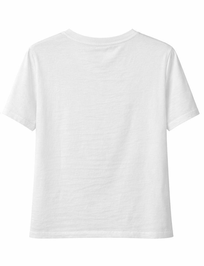 Elegant White Tee with Gold-Tone Rhinestone Detail