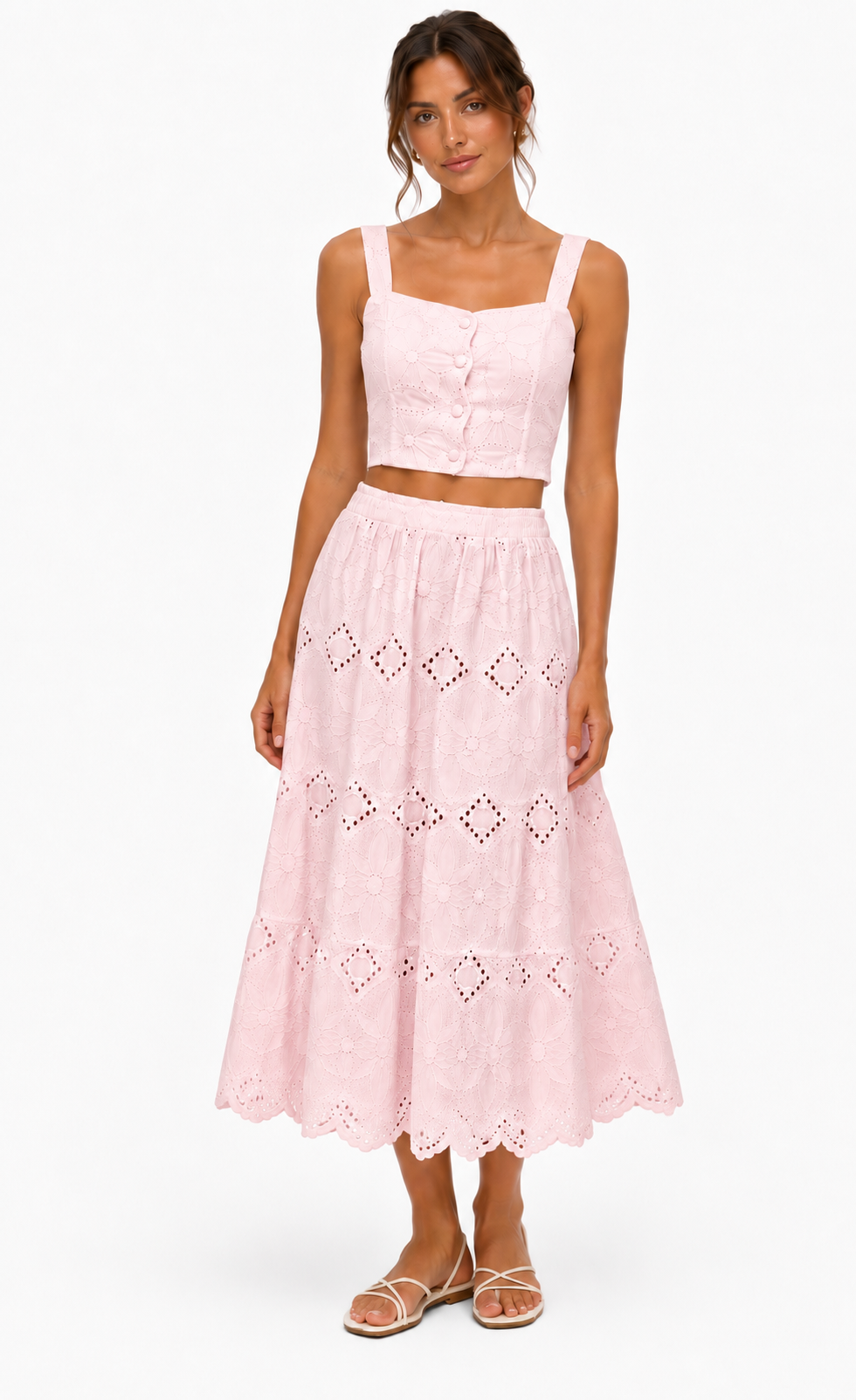 Summer Eyelet Set ( Green , White , Black , Cream , Powder Pink , Blue )