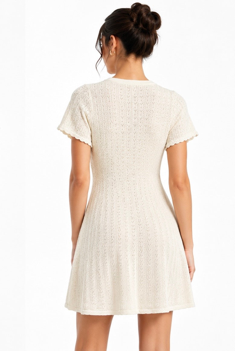 Ivory Elegance Knit Mini Dress