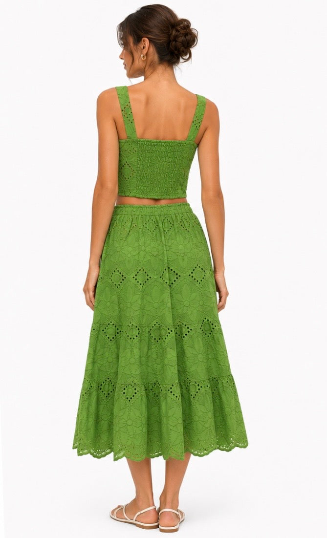 Summer Eyelet Set ( Green , White , Black , Cream , Powder Pink , Blue )