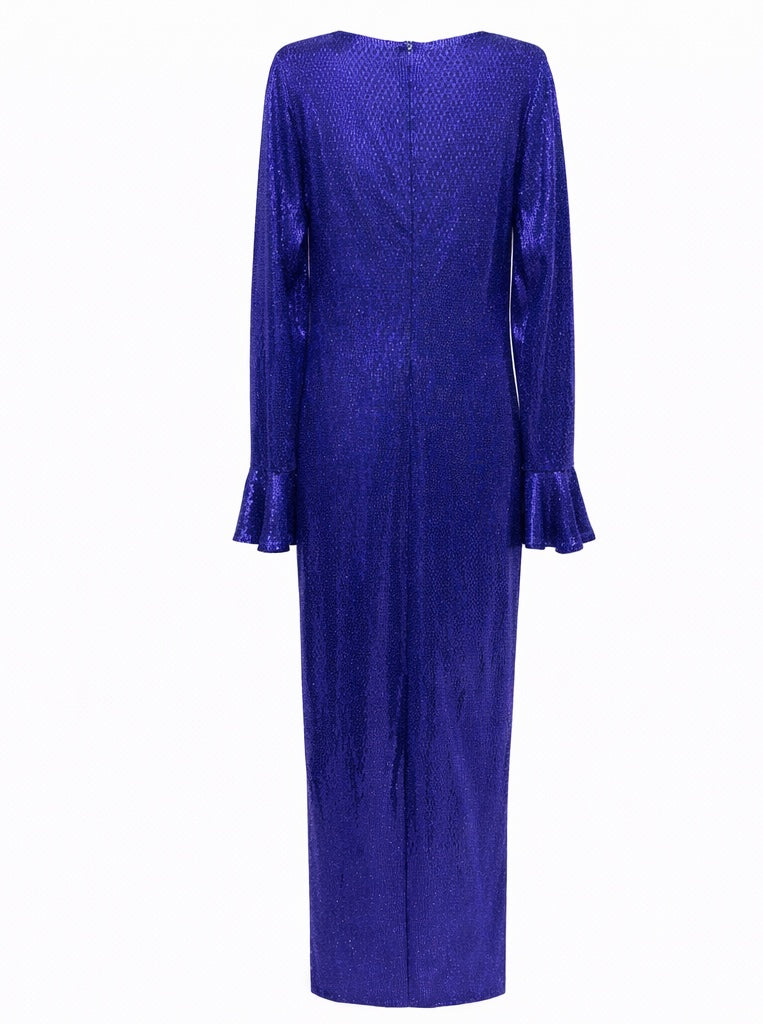 Cobalt Blue Sequin Slim-Fit Evening Gown