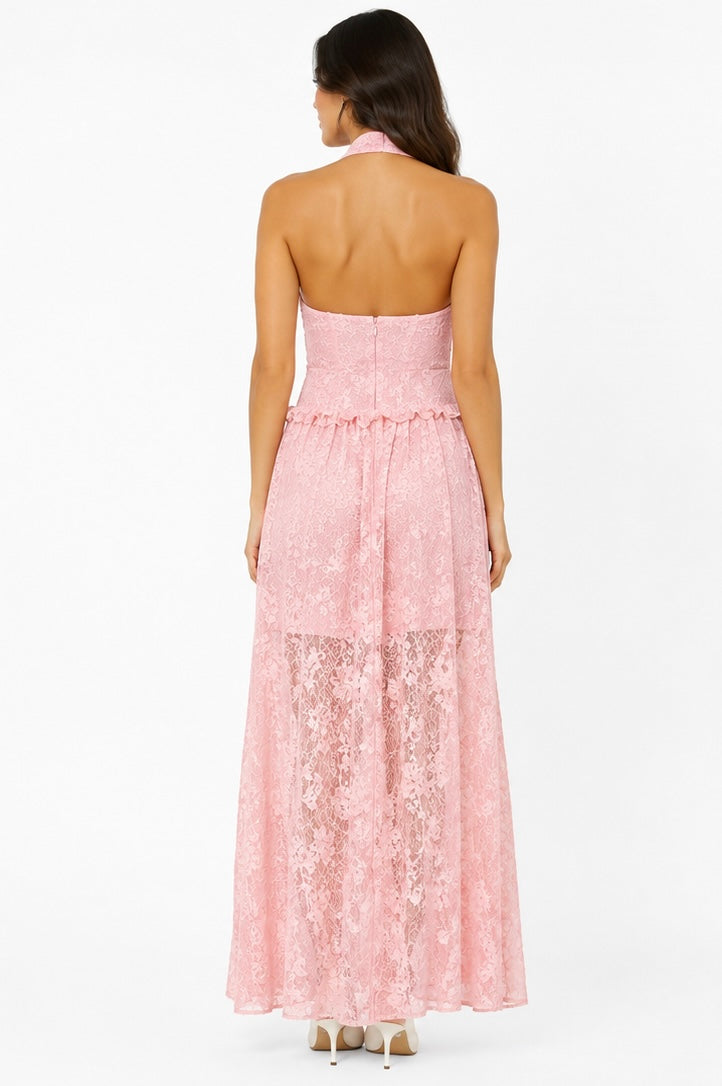 Blanca Lace Maxi Dress ( White , Blush Pink )