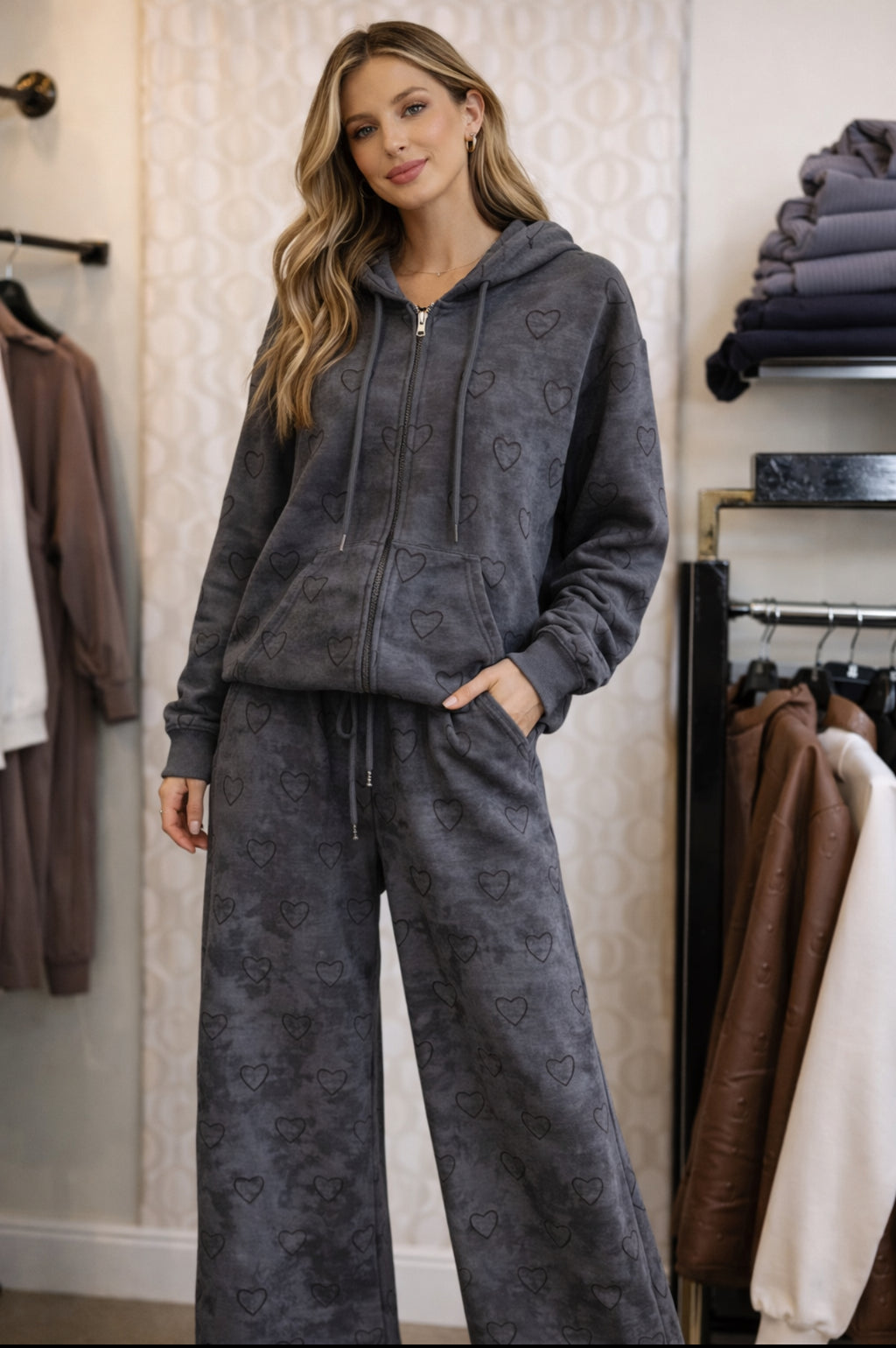 Heart Print Cozy Lounge Set