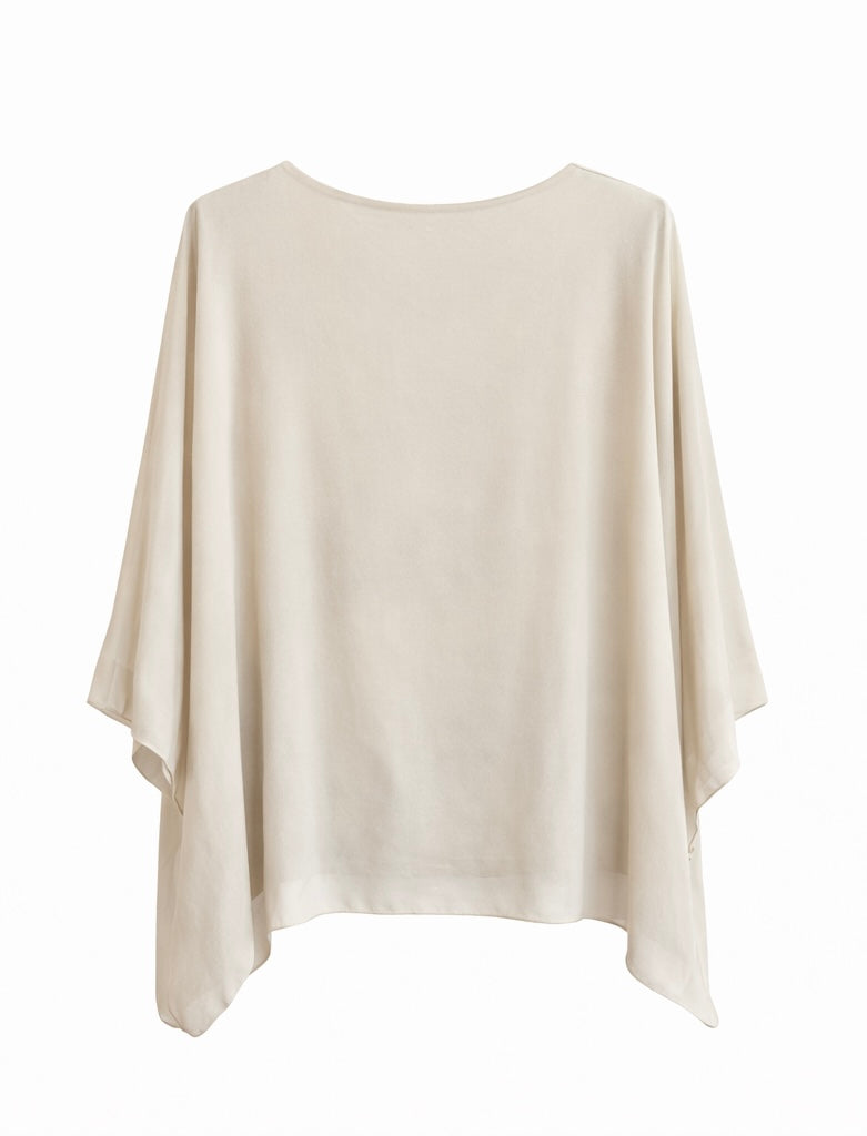 Loose Fit Batwing Sleeve Blouse with Pendant - Olive green , Beige , black