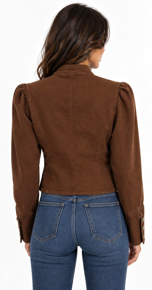 Chocolate Military Button Jacket