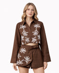 Set Brown Embroidered