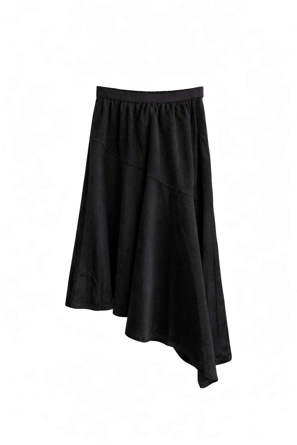 Black Suede-Look Asymmetric Skirt