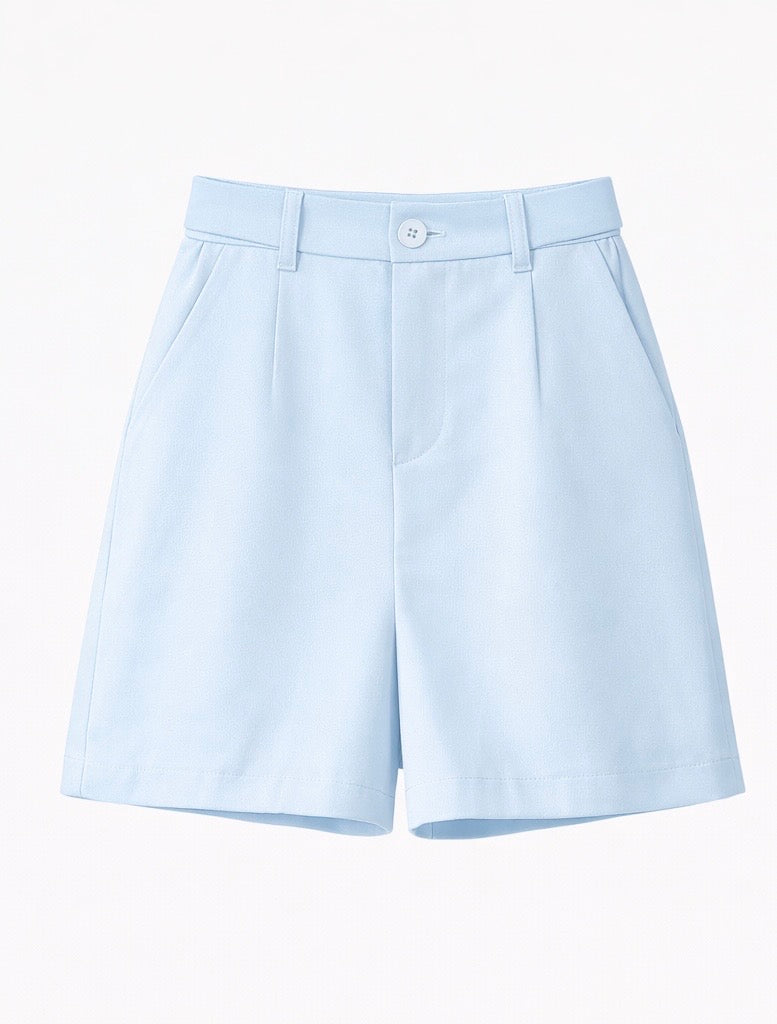 Classic Black Tailored Shorts - Sky blue , Light Pink , Black