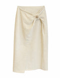 Ivory Wrap Skirt with Brooch Detail