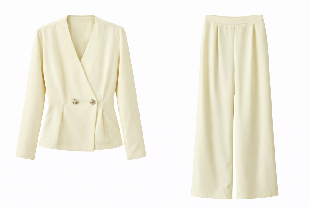 Buttercream Wide-Leg Suit Set