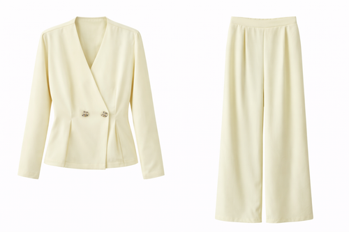 Buttercream Wide-Leg Suit Set