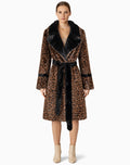 Leopard Print Belted Eco Fur Coat