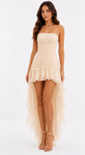 Ivory Strapless Ruffle Dress