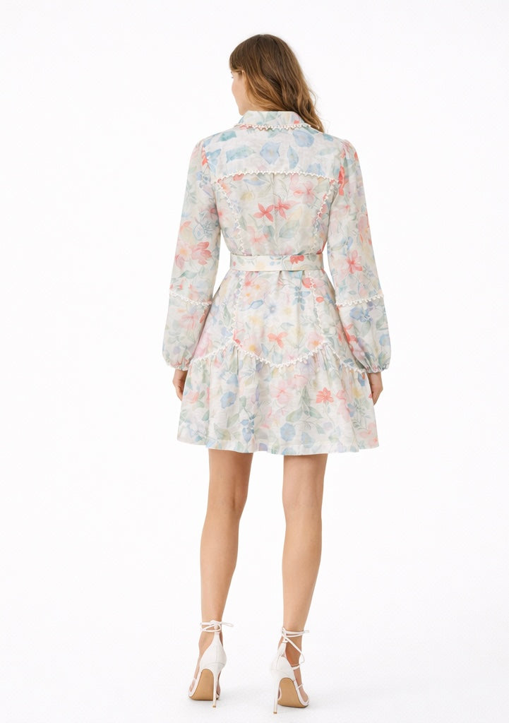 Dress Silk Linen Floral