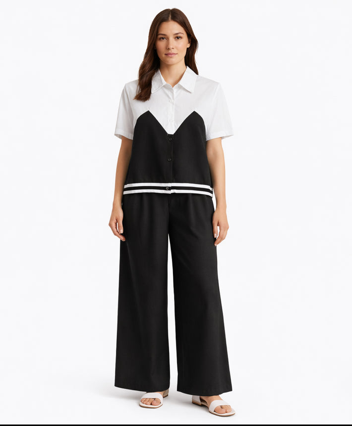 Set Chemise & Pants - Aqua , Black