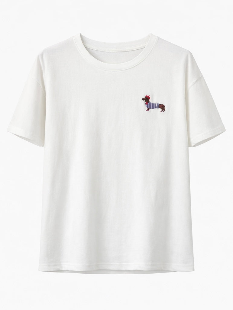 Playful Puppy Detail T-Shirt