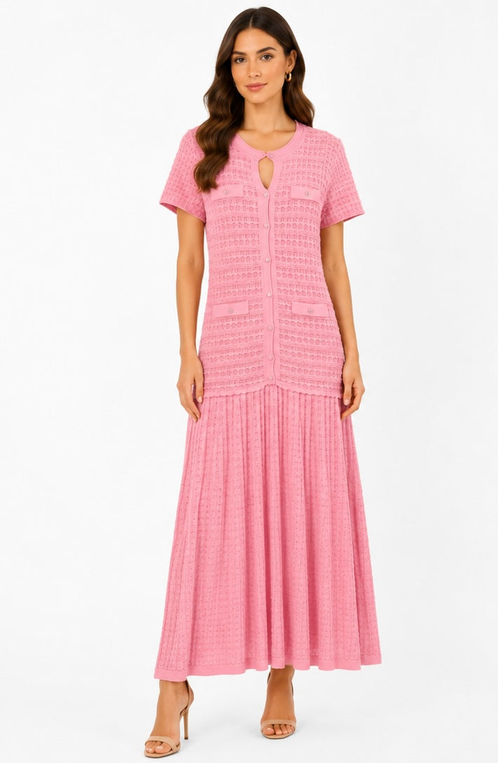 Summer Breeze Knit Maxi Dress ( Pink , black , beige )
