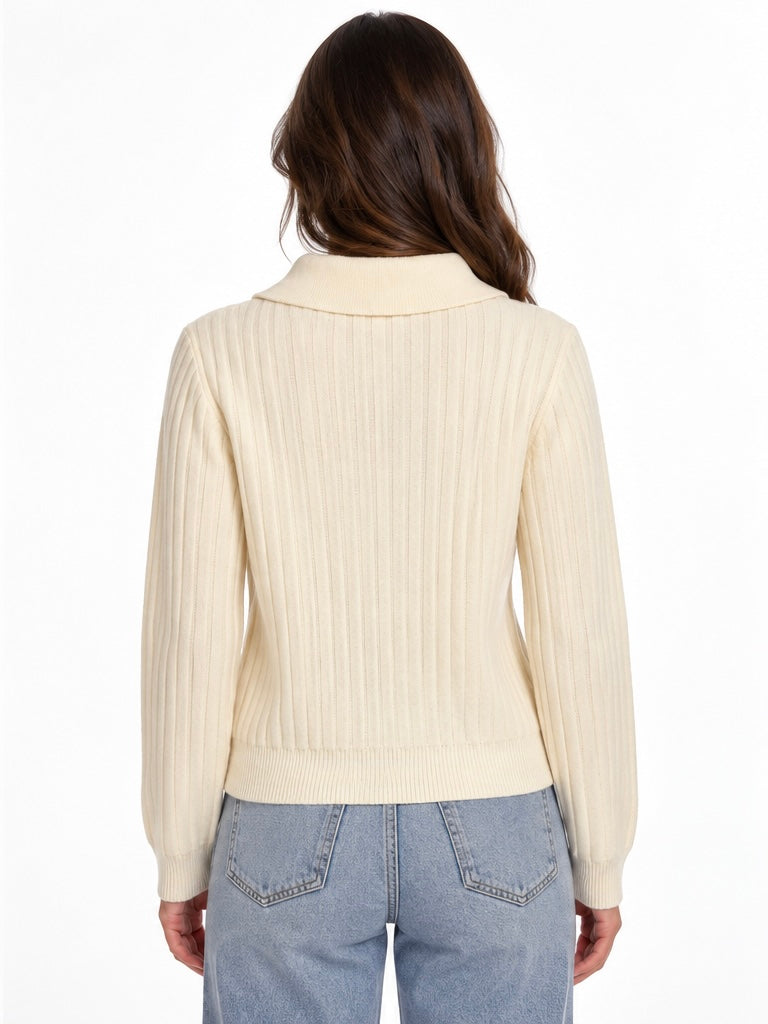 Cat Pearl Detail Polo Sweater