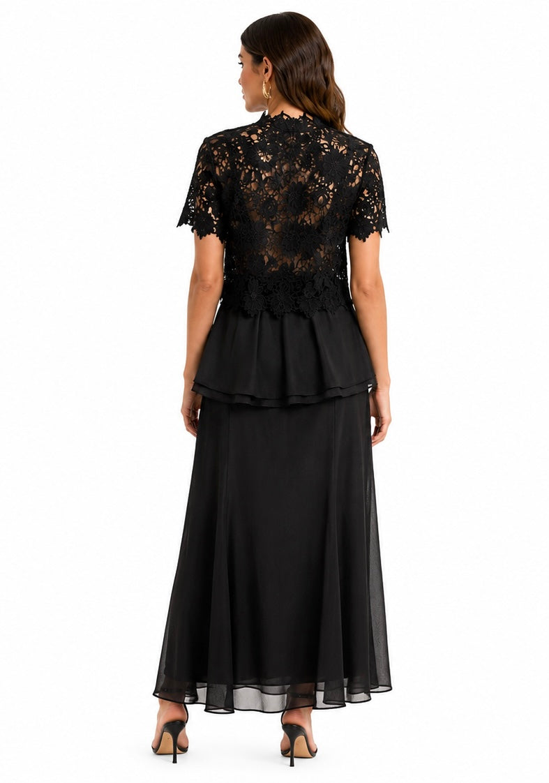 Floral Lace Maxi Set ( White , Black)