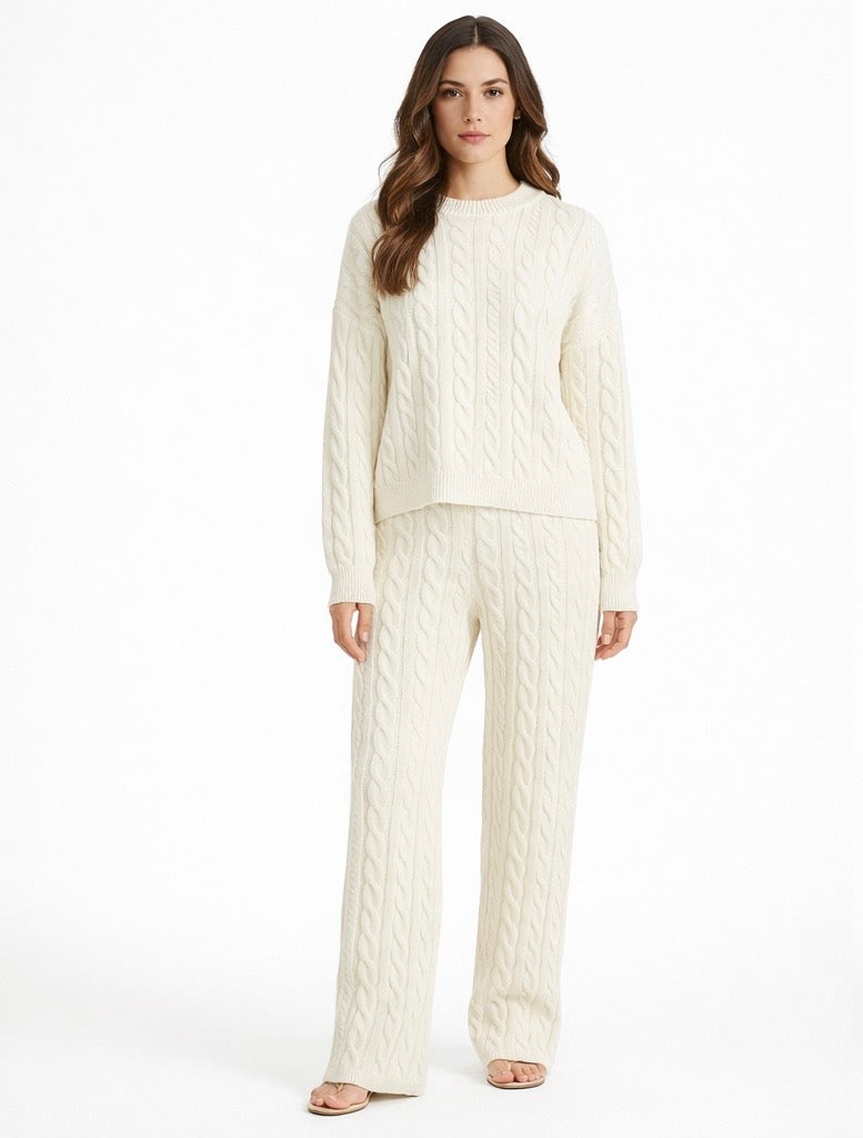 Cream Cable Knit Co-Ord Set