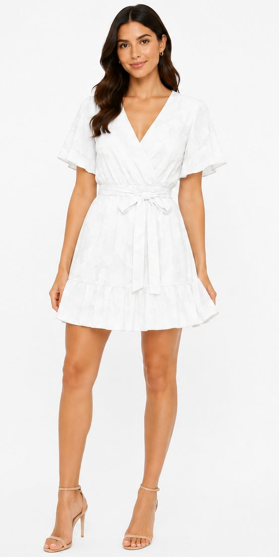 Floral Texture Mini Dress ( Yellow , Pink , White , Light blue )