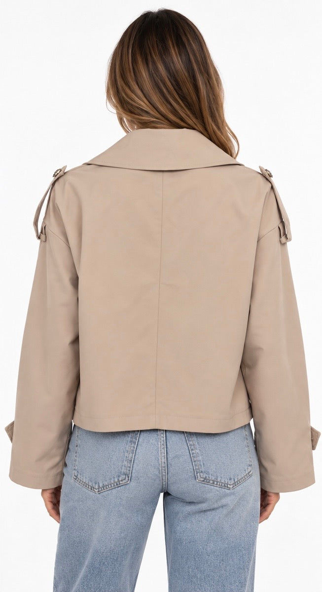 Midnight Cropped Trench Jacket ( Beige , offwhite , black , Brown , Navy )