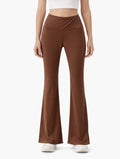 High-Waist Flared Yoga Pants – Chocolate Brown