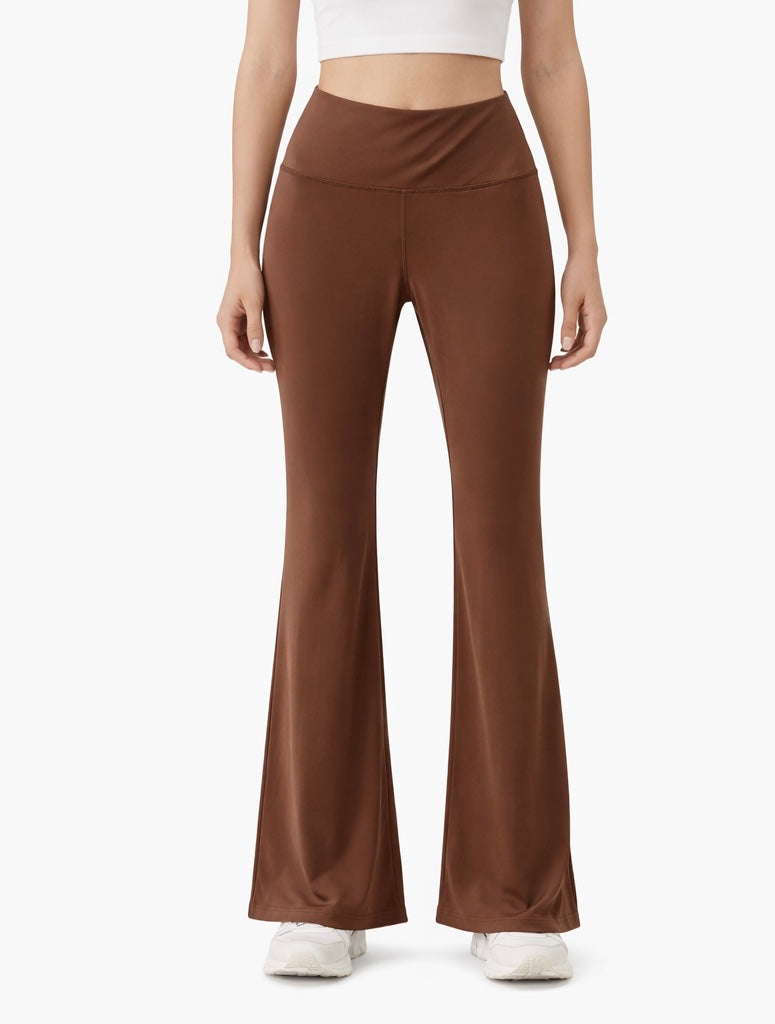 High-Waist Flared Yoga Pants – Chocolate Brown