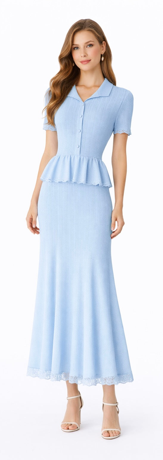 Knit Candy Midi Dress - Offwhite, Black , Light Blue , Yellow