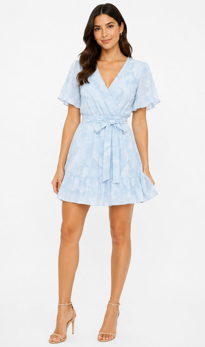 Floral Texture Mini Dress ( Yellow , Pink , White , Light blue )