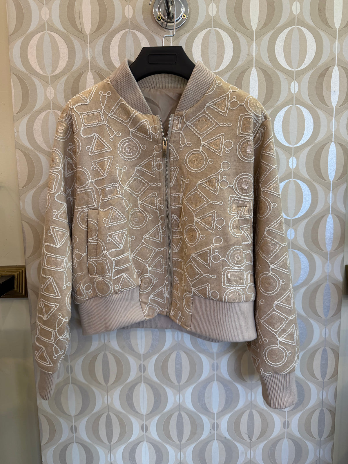 Geometric Embroidered Bomber Jacket