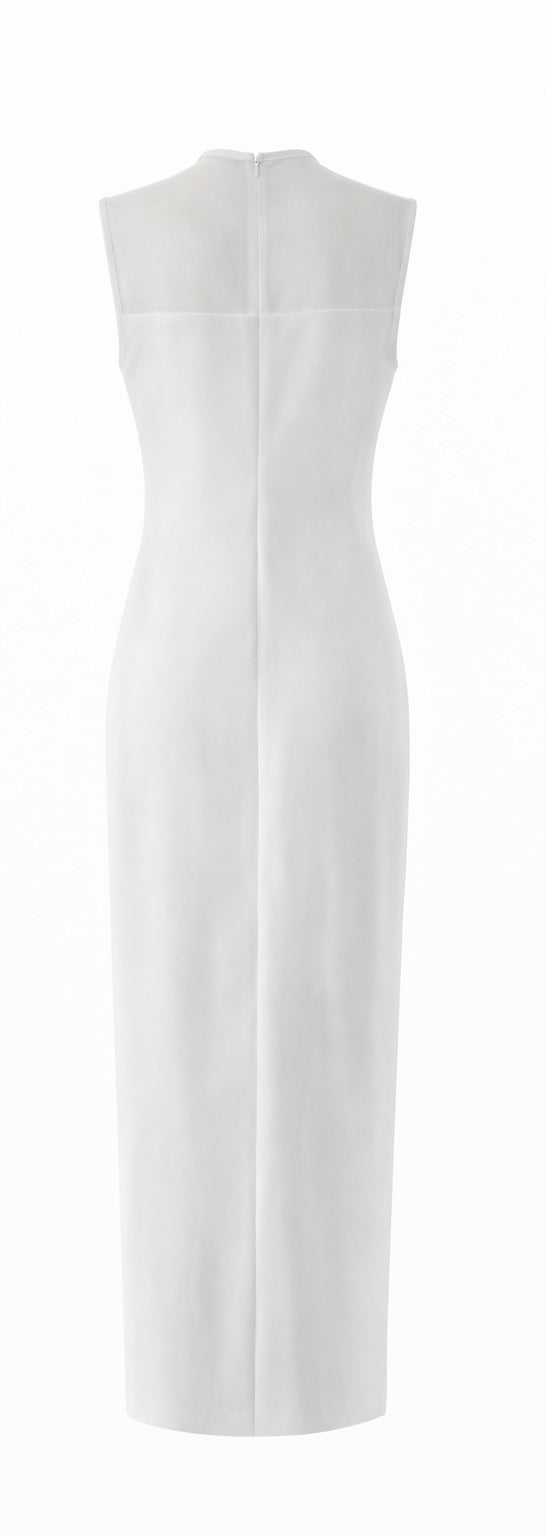 Embellished Sculpted Bandage White Dress
